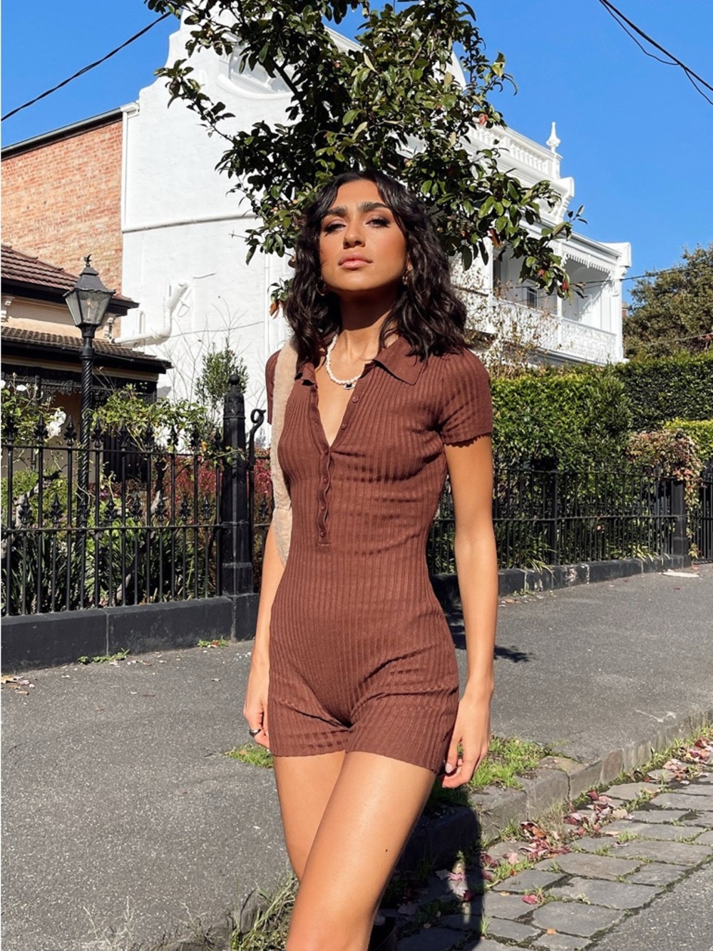 Downtown Romper Chocolate